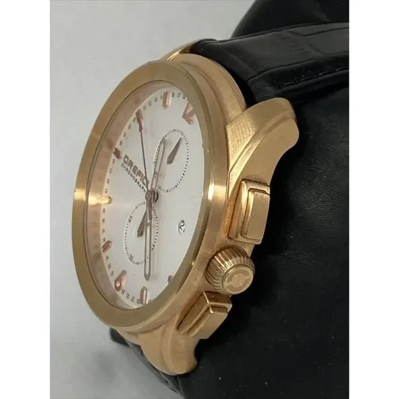 Orefici Classico 0158 Unisex Black Leather Analog White Dial Quartz Watch LJ434